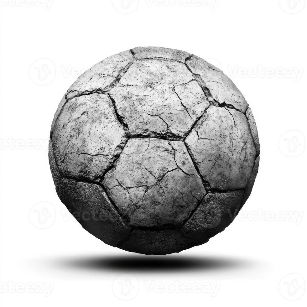 Weathered soccer ball, showing extensive cracking photo