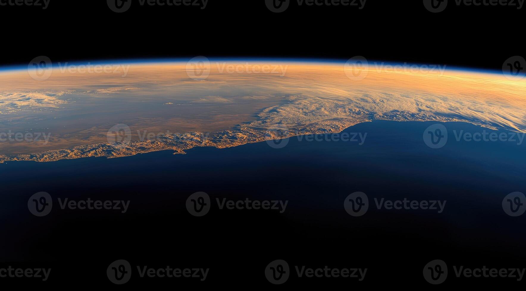 Earth's curve, sunrise over landmass photo