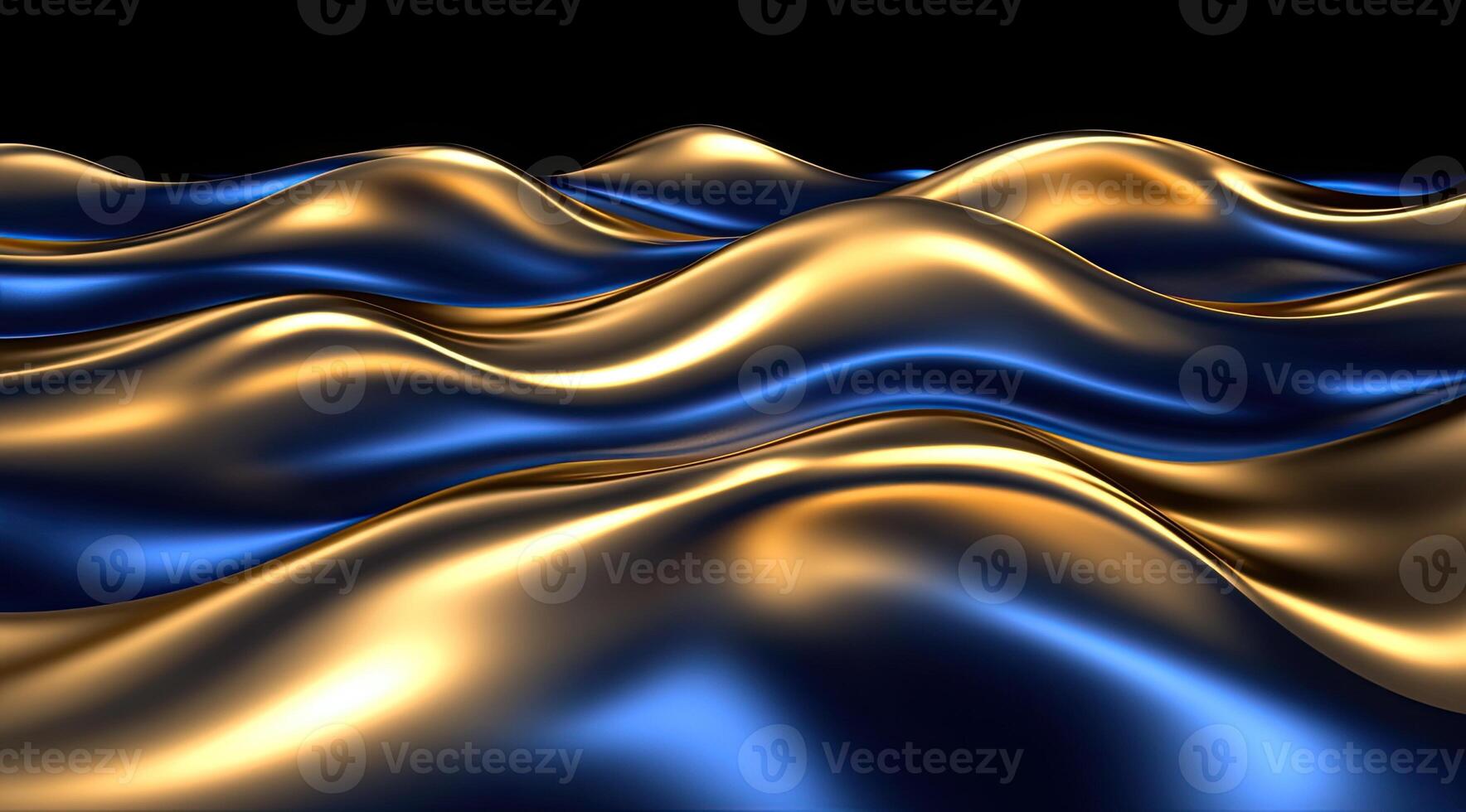 Abstract gold and blue flowing waves photo