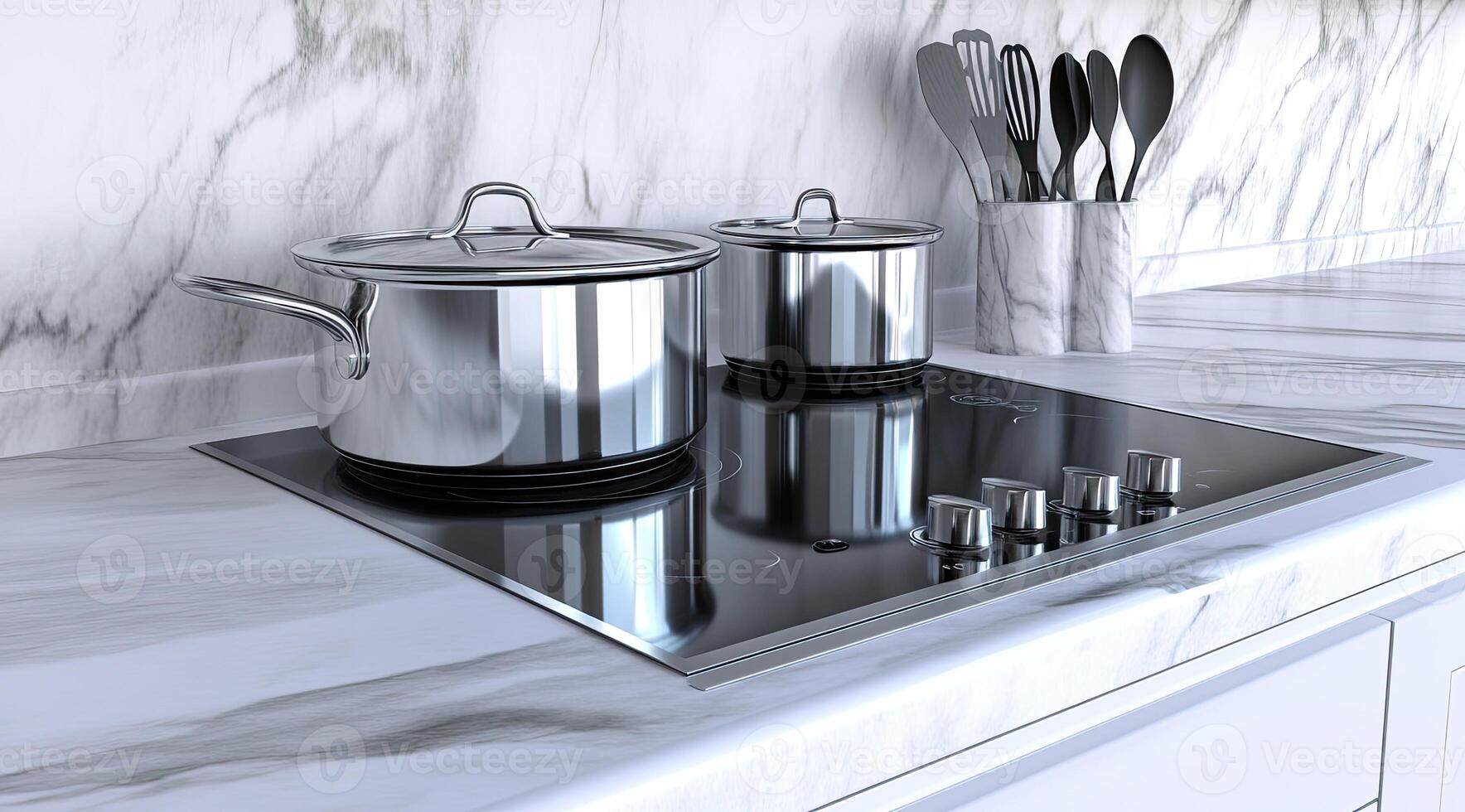 Sleek modern cooking station photo