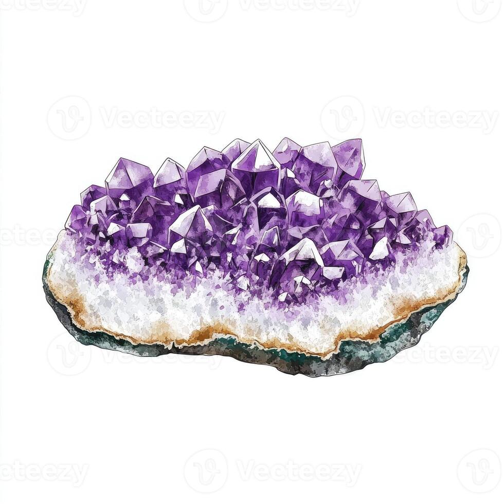 Purple amethyst cluster photo