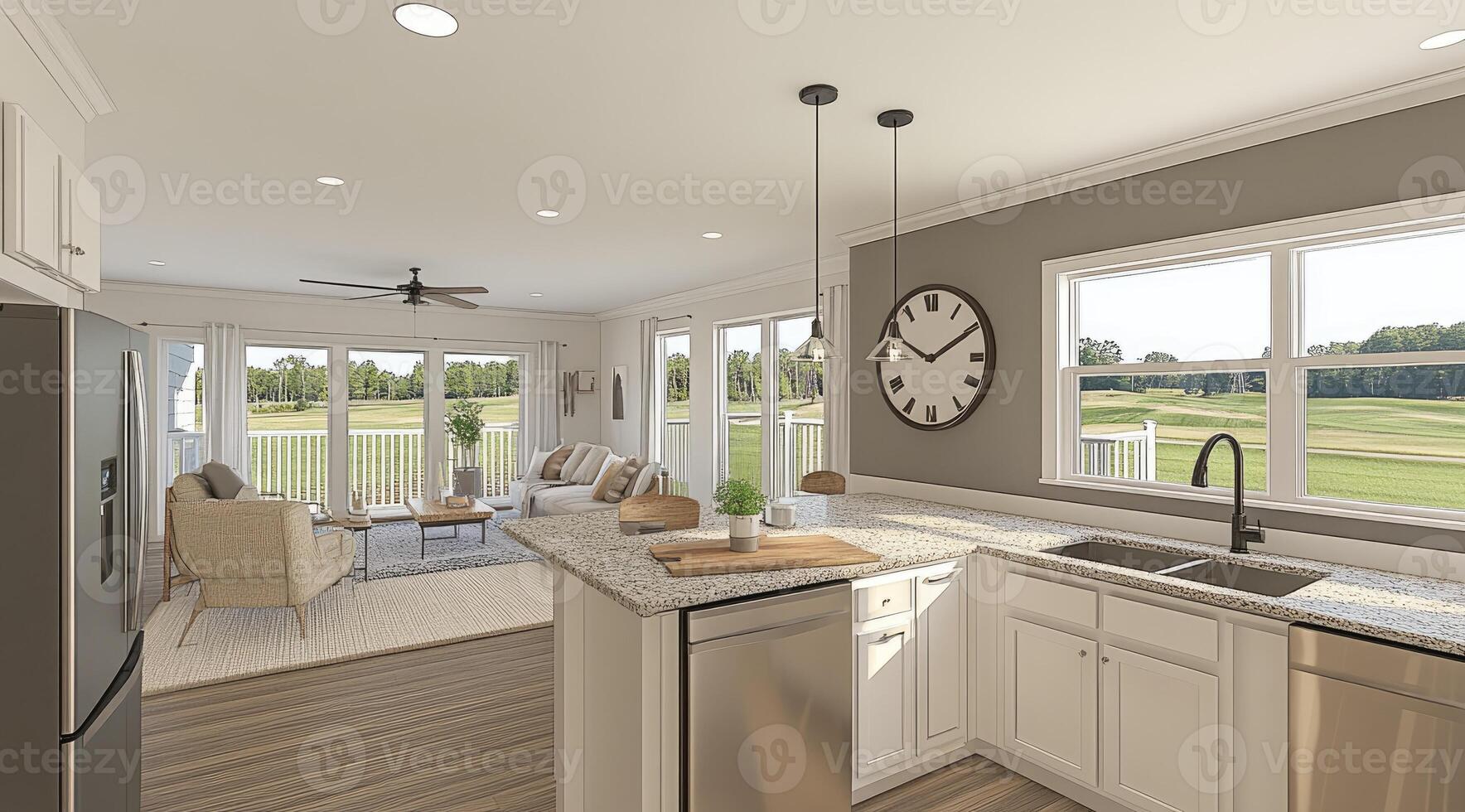 Open-concept kitchen with a view photo