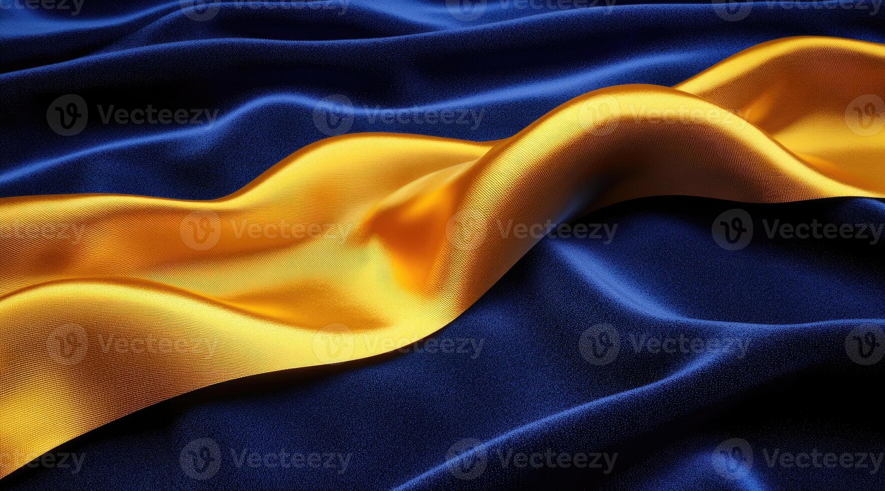 Rich, flowing fabric, deep blue and gold photo