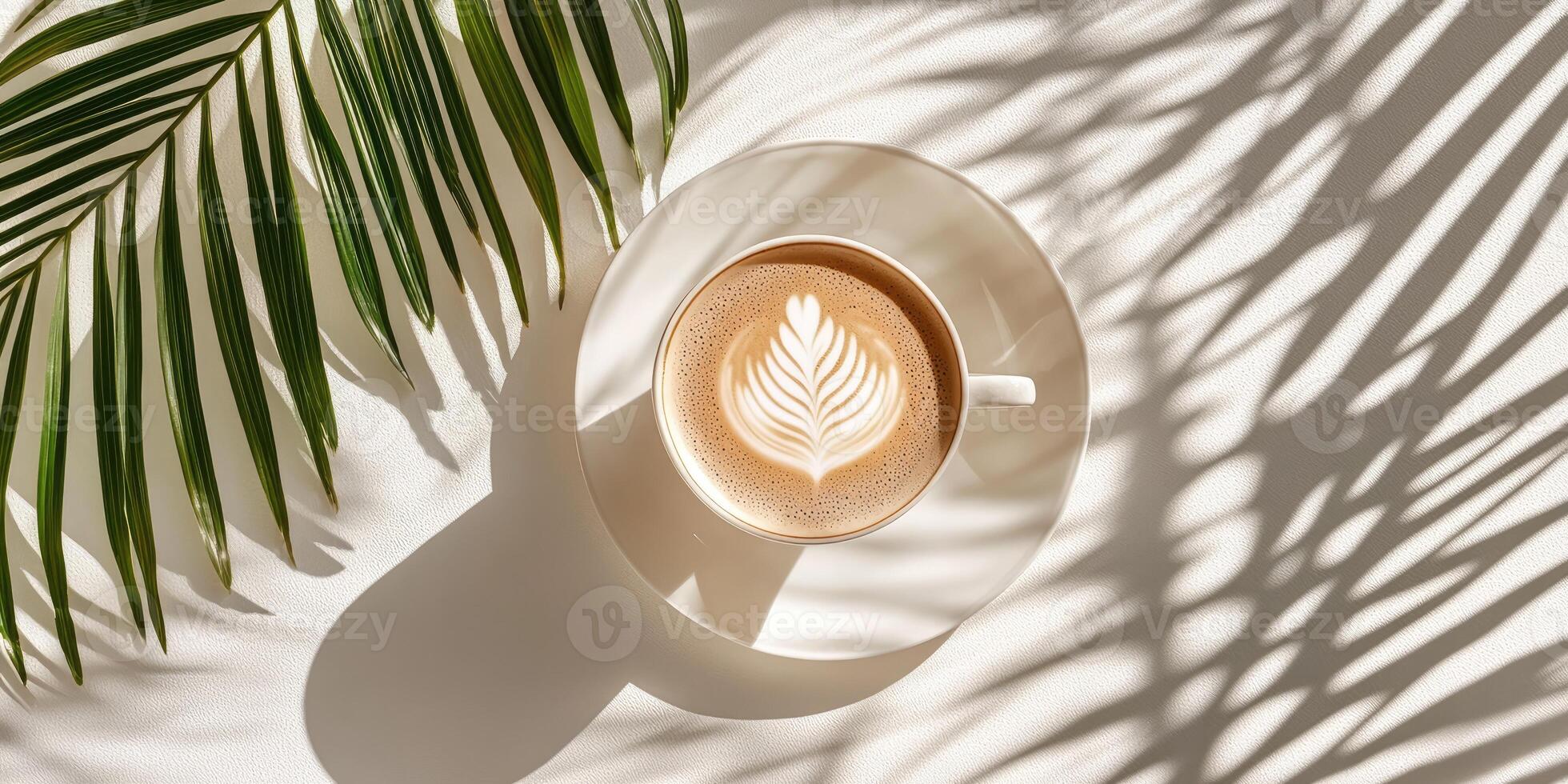 Latte art with tropical vibe photo