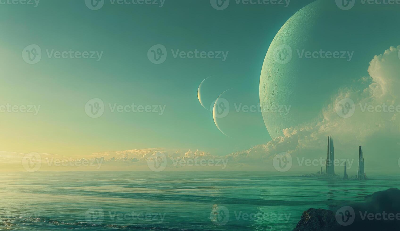 Peaceful alien coastal scene photo