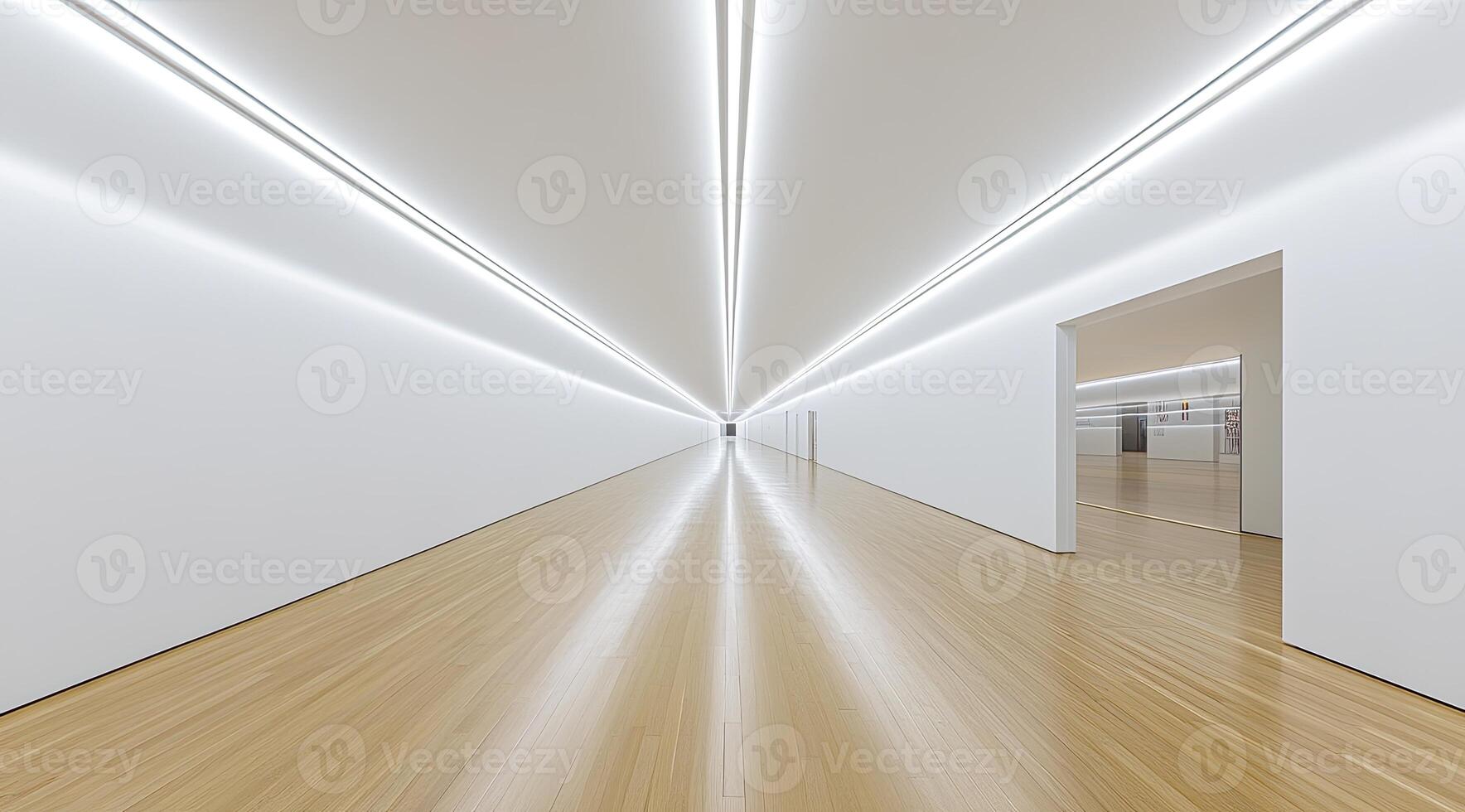 Modern, minimalist gallery hallway photo