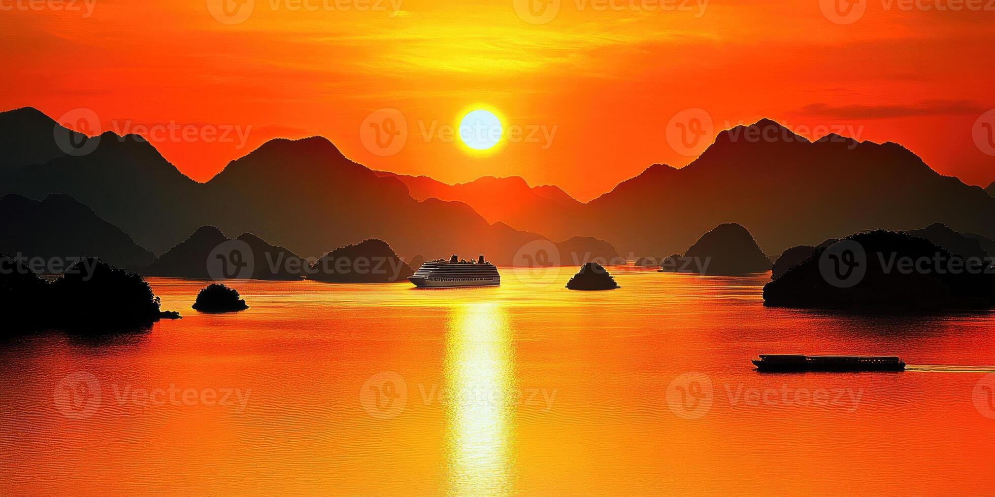 Fiery Sunset Over Islands photo