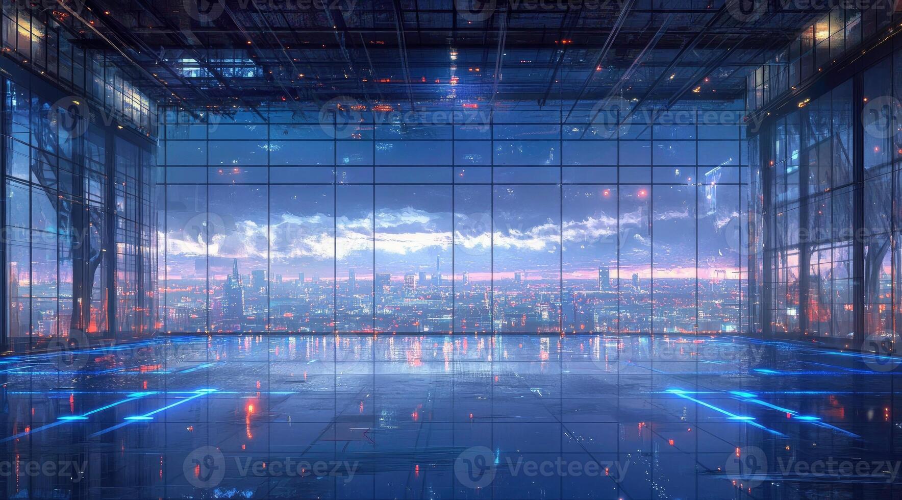 Empty futuristic cityscape vista photo