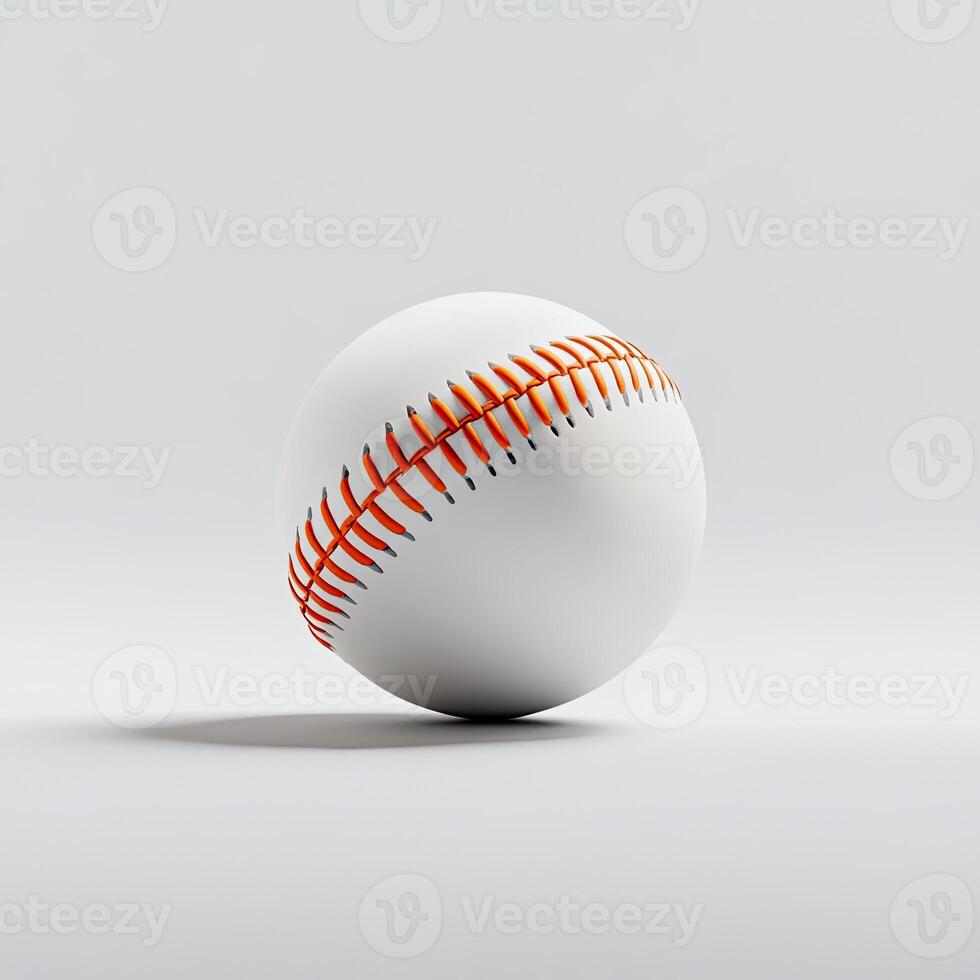 White baseball with orange stitching photo