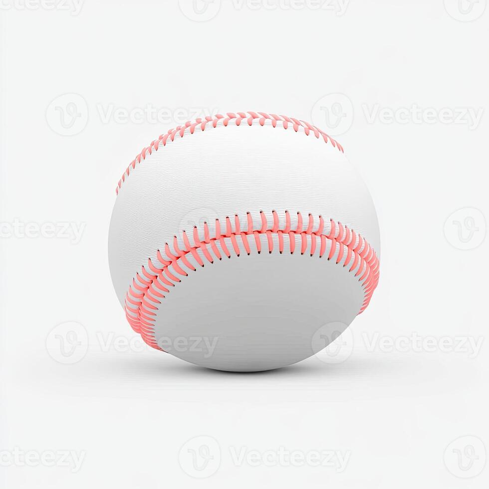White baseball with pink stitching photo