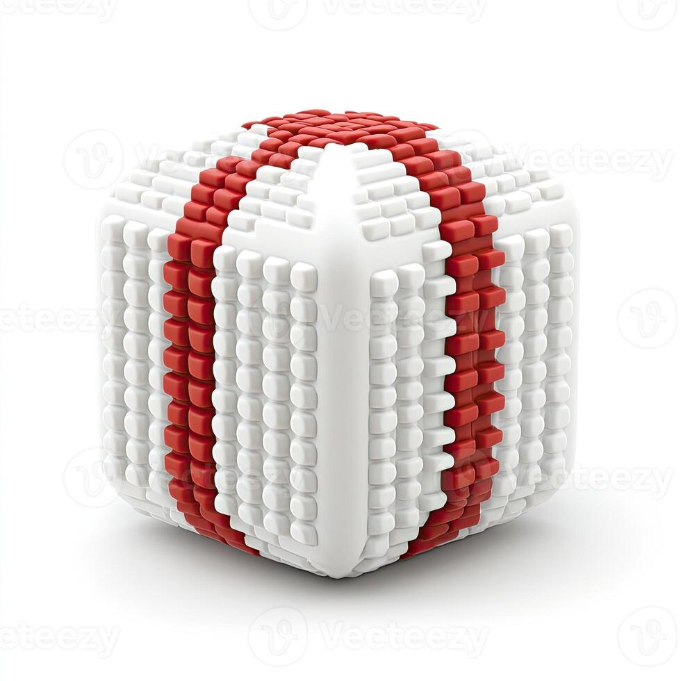 Red and white textured cube toy photo