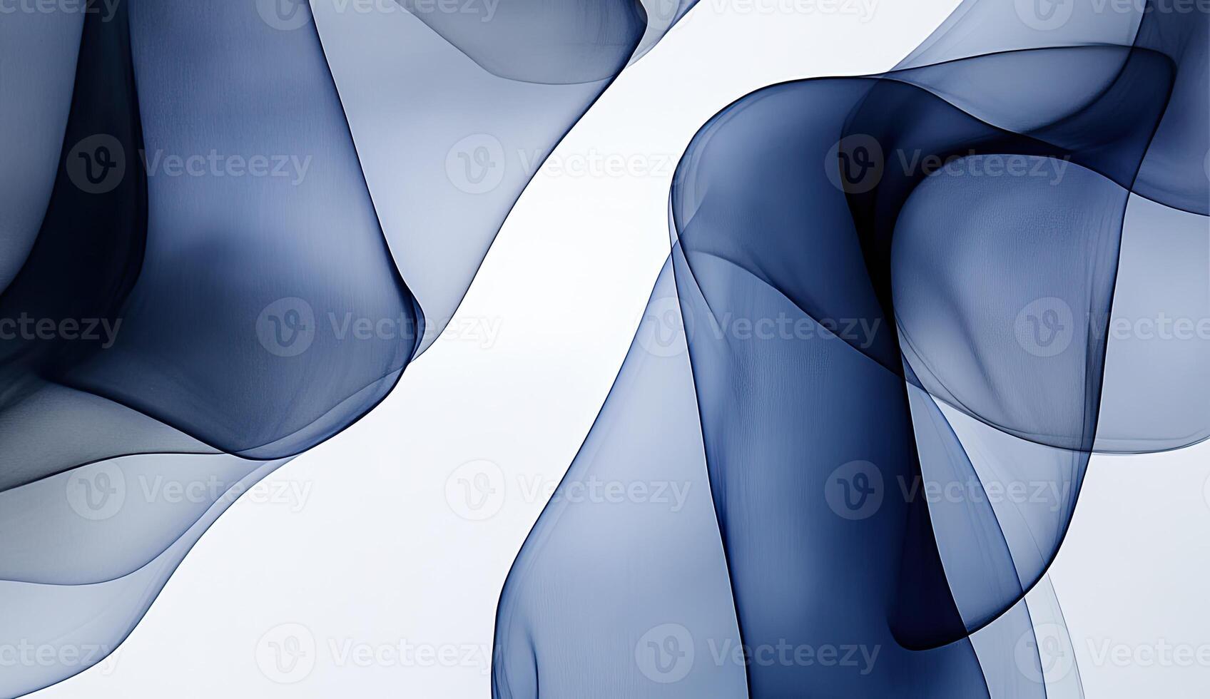 Abstract flowing shapes in deep blue tones against a light background photo