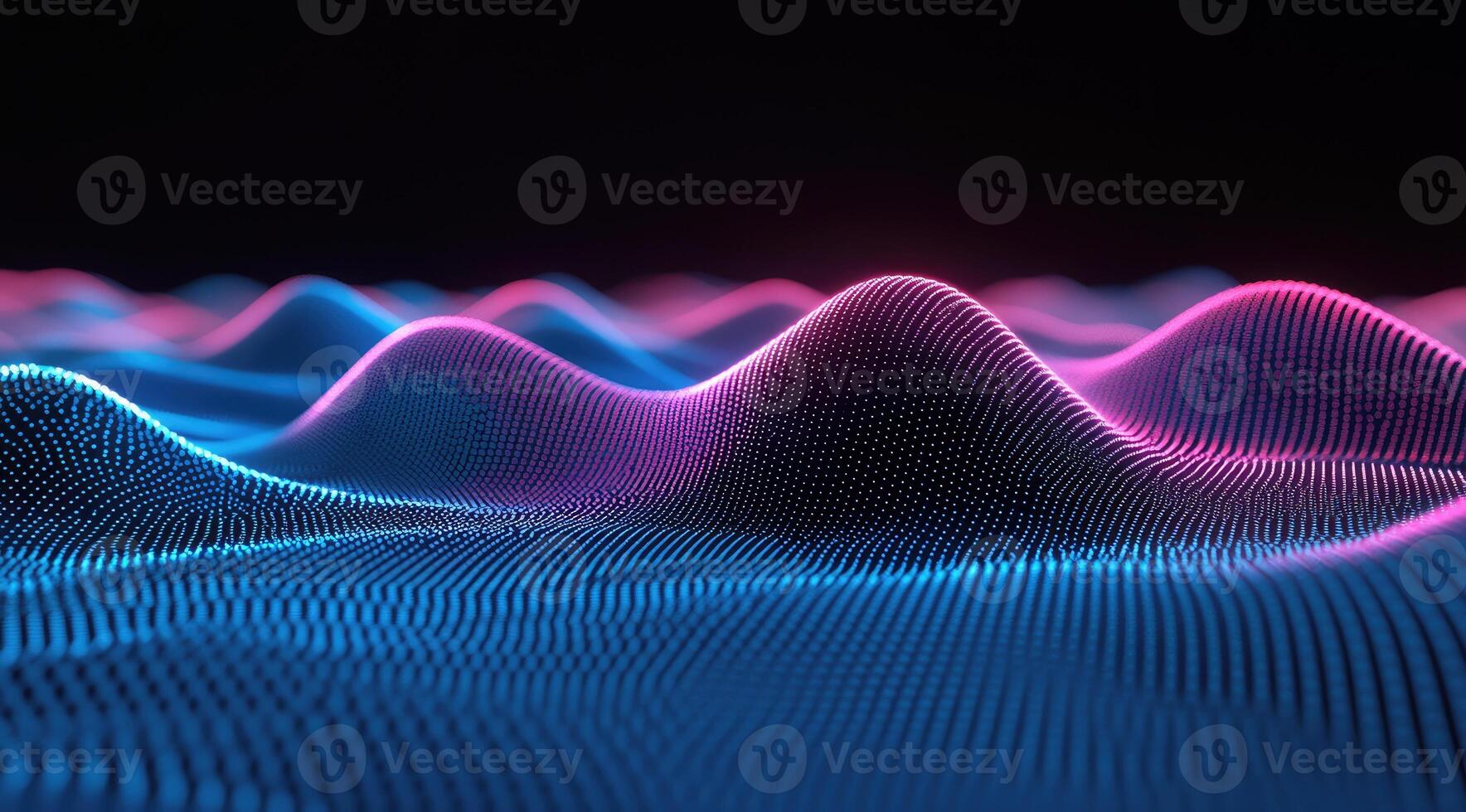 Abstract digital wave patterns in vibrant hues. A mesmerizing display of glowing, undulating lines. Dynamic visual representation of data flow or sound waves photo