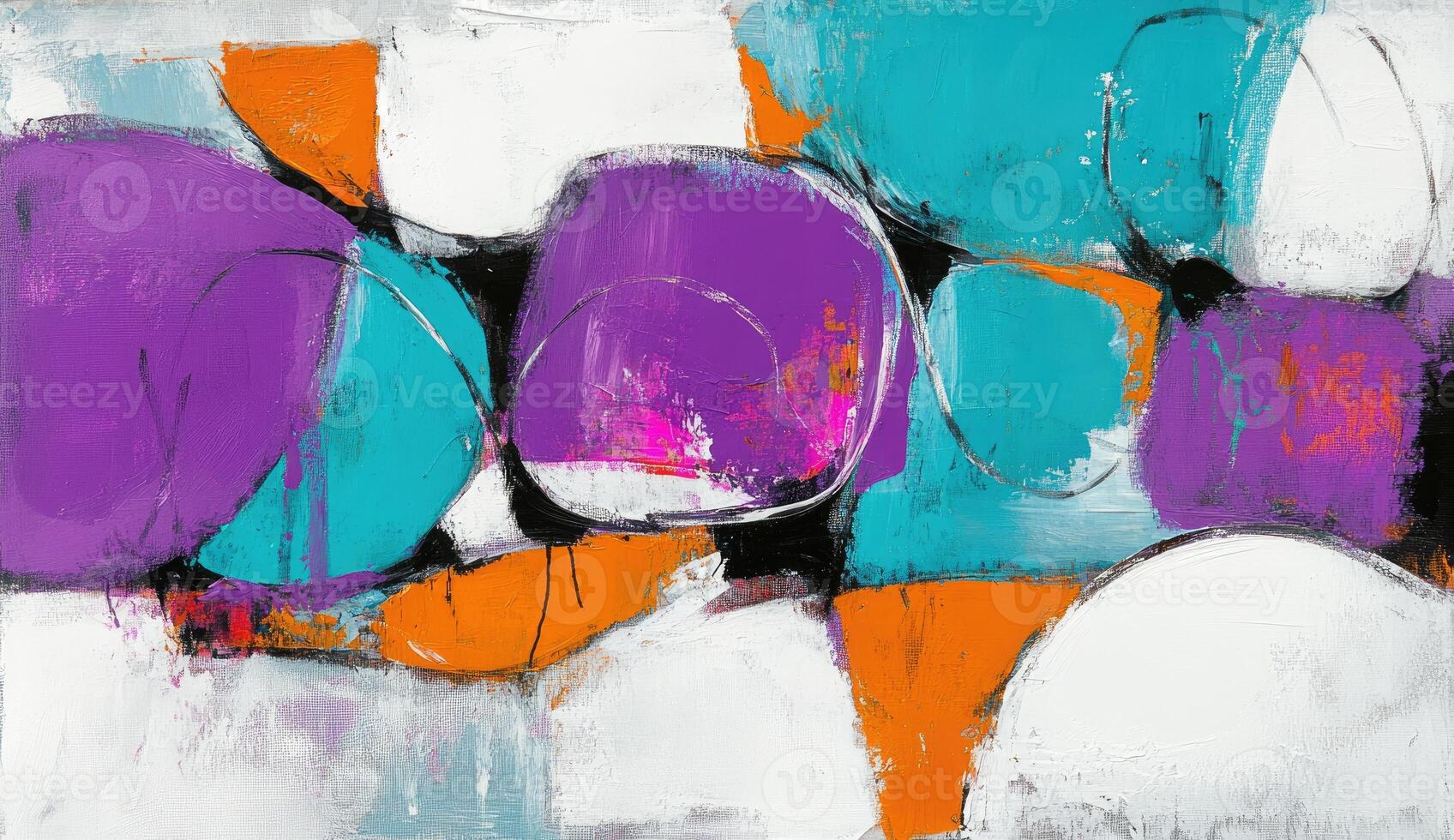 Abstract painting with vibrant colors and organic shapes photo