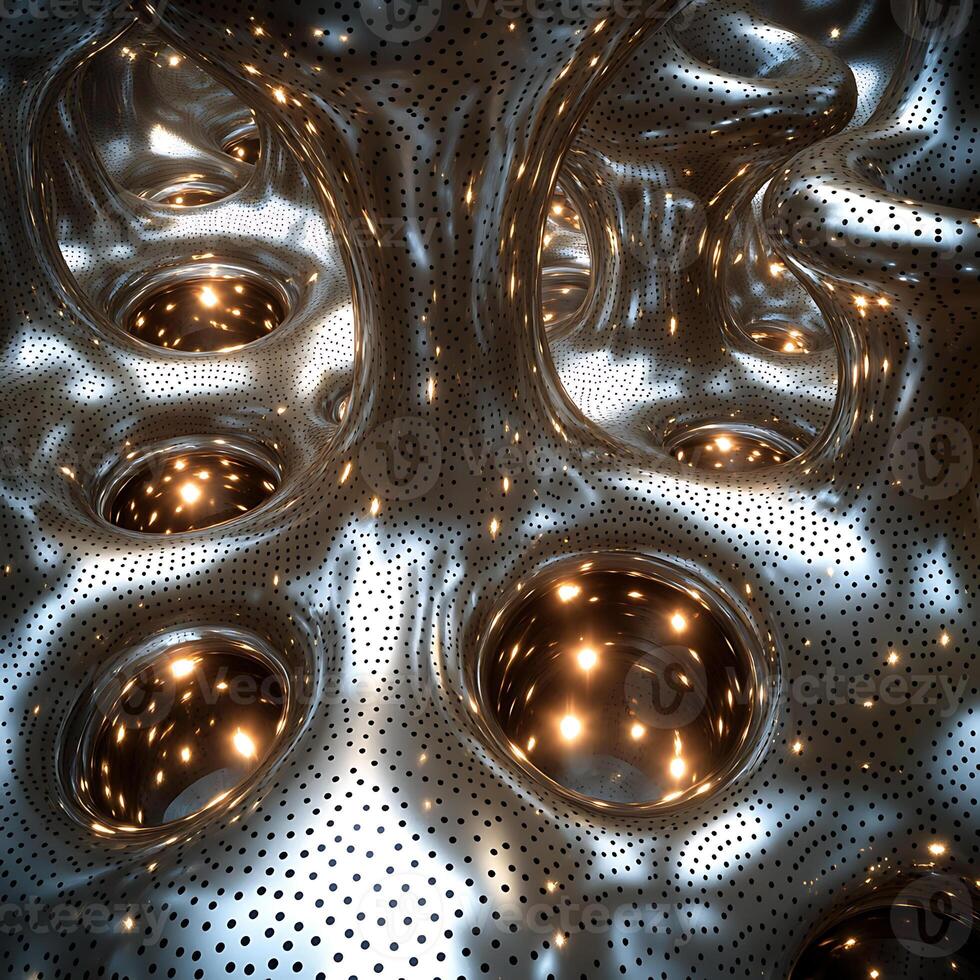 Abstract Metallic Surface With Glowing Lights and Organic Patterns photo