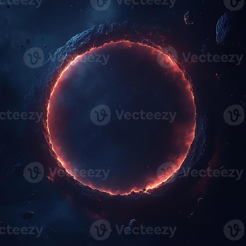Fiery Celestial Ring in a Dark Outer Space Environment photo