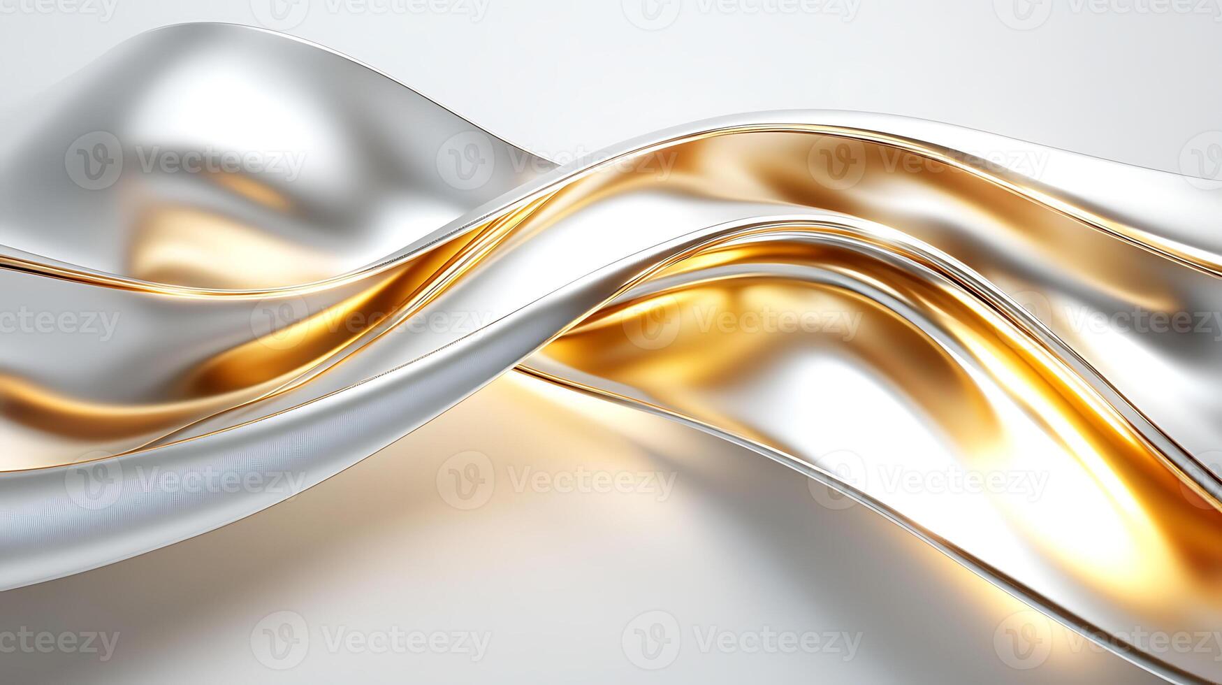 Abstract Metallic Folds with Golden and Silver Highlights on Light Background photo
