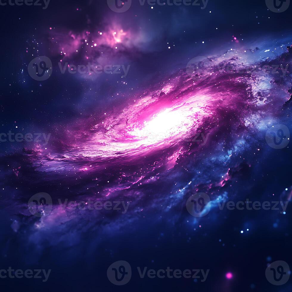 Abstract Cosmic Scene Featuring a Vibrant Spiral Galaxy in Deep Space photo