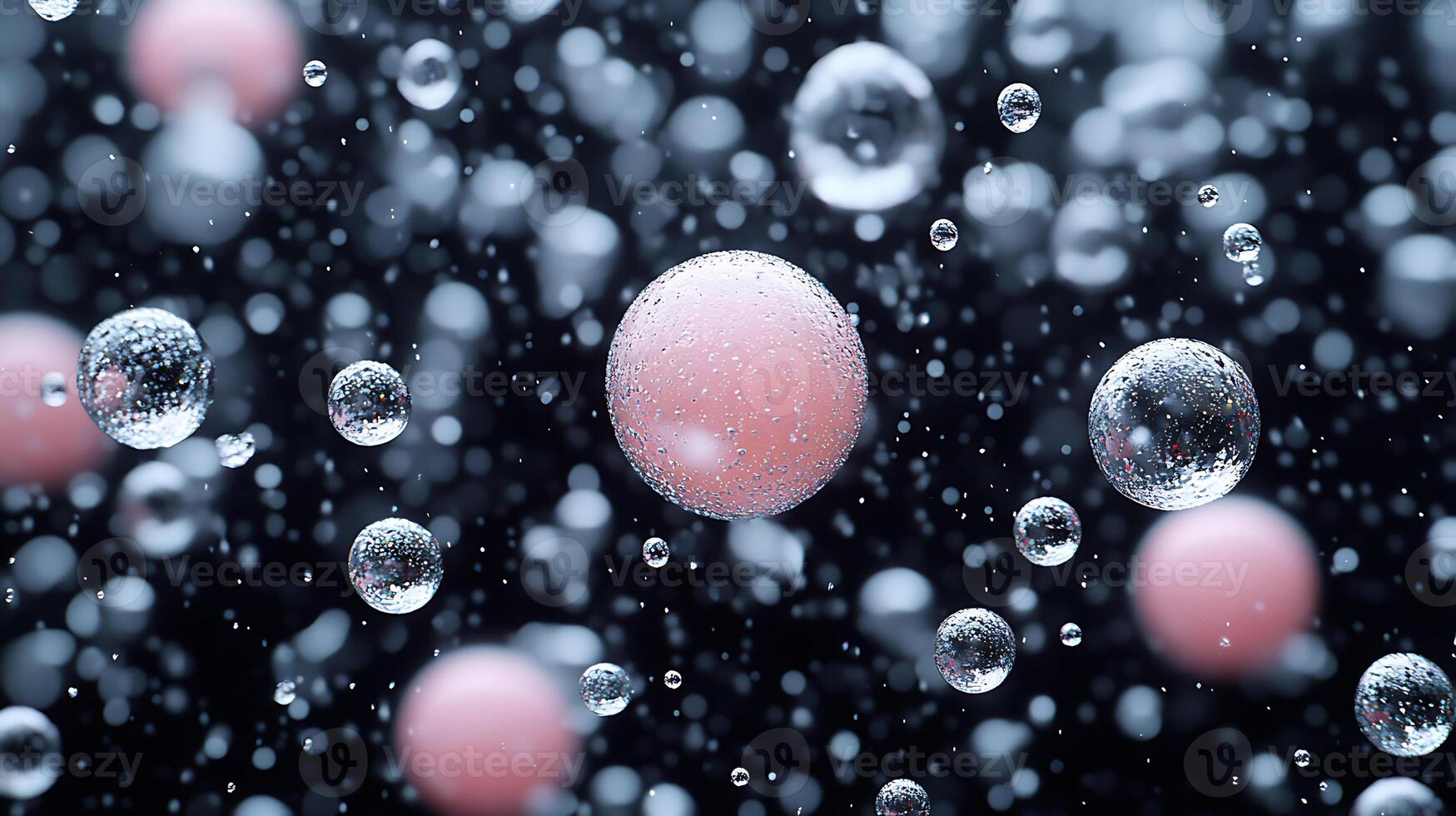 Abstract View of Floating Bubbles with a Dark Background photo