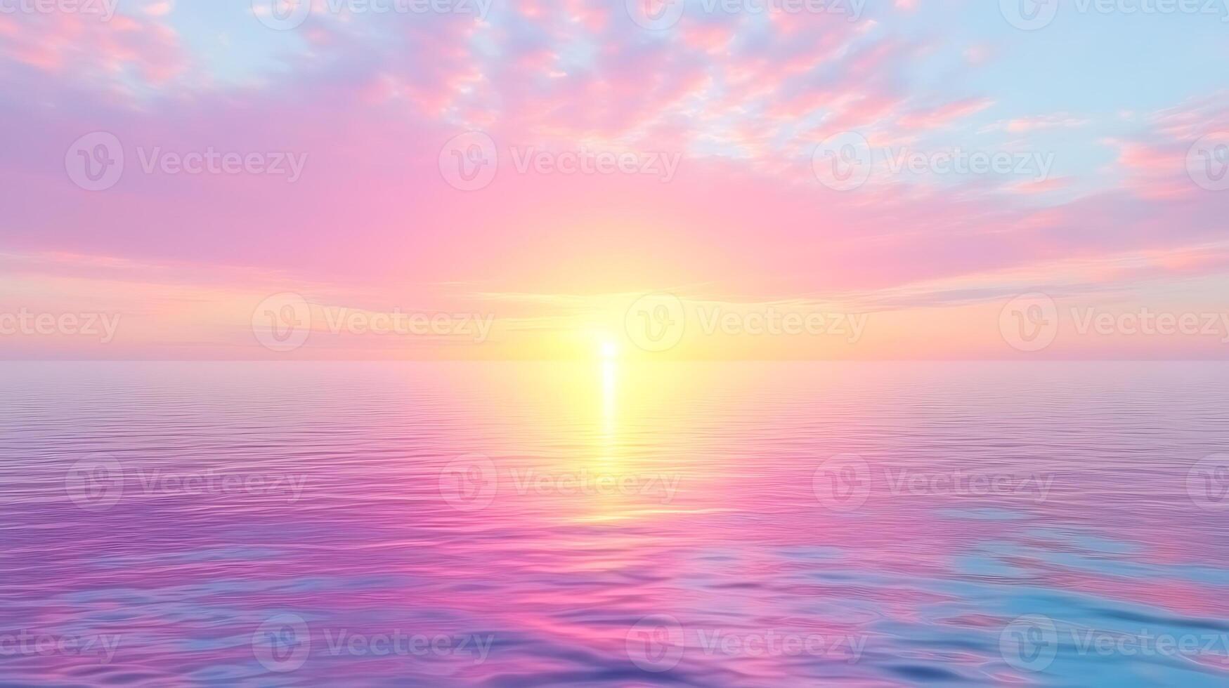 Serene Sunrise Over Calm Ocean Waters Illuminating Soft Clouds photo