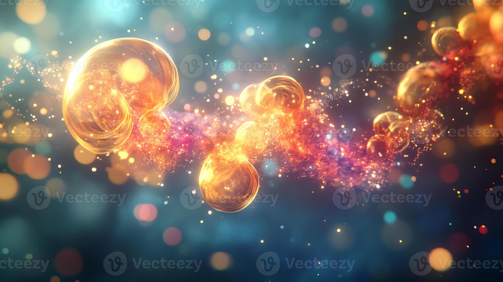 Colorful Abstract Light Bubbles and Particles in a Vibrant Space photo