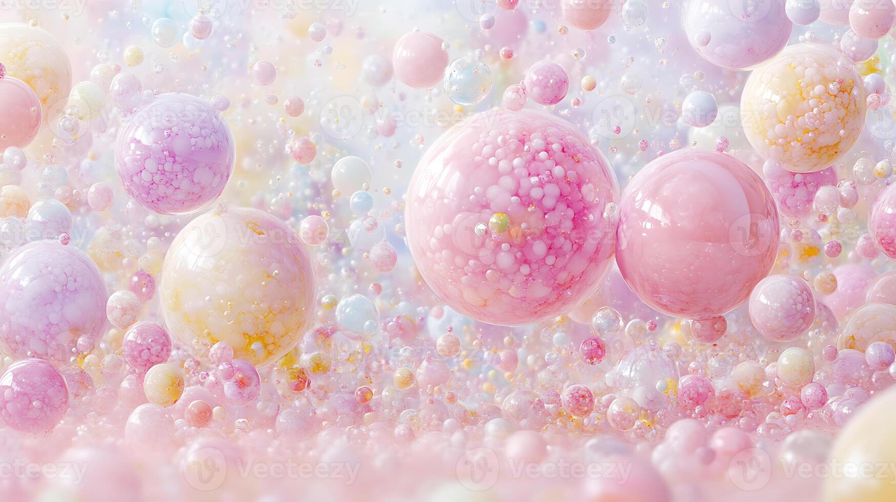 Abstract Composition of Pastel Bubbles in a Surreal Dreamlike Setting photo