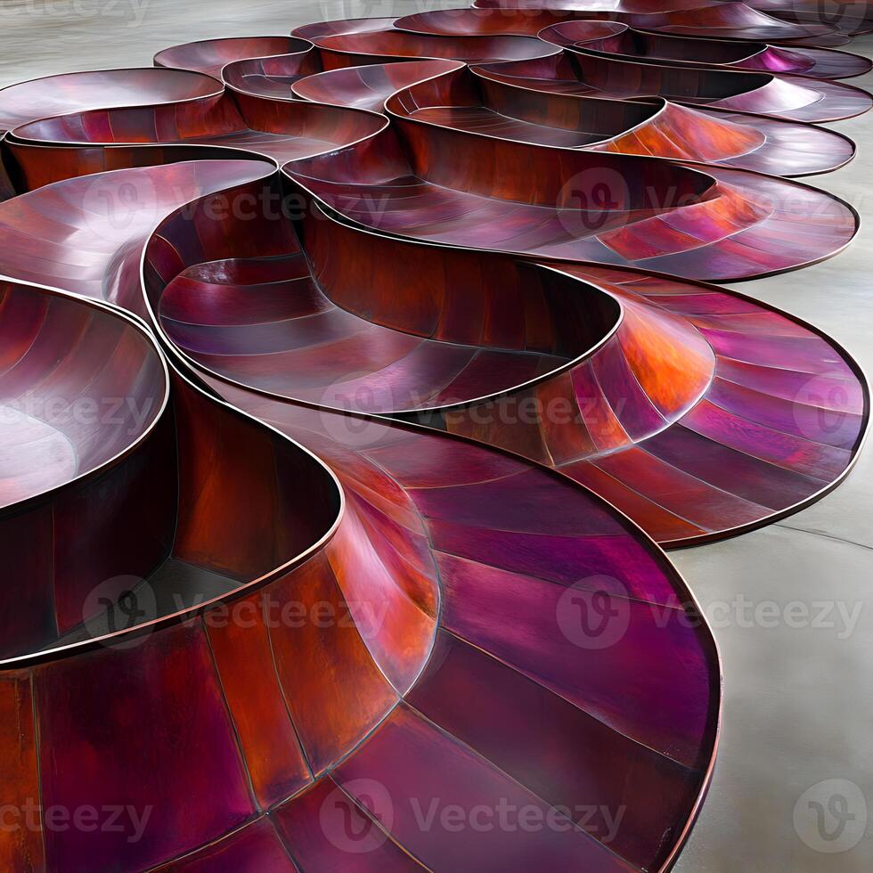 Abstract Flowing Geometric Shapes in Vibrant Red and Purple Tones photo