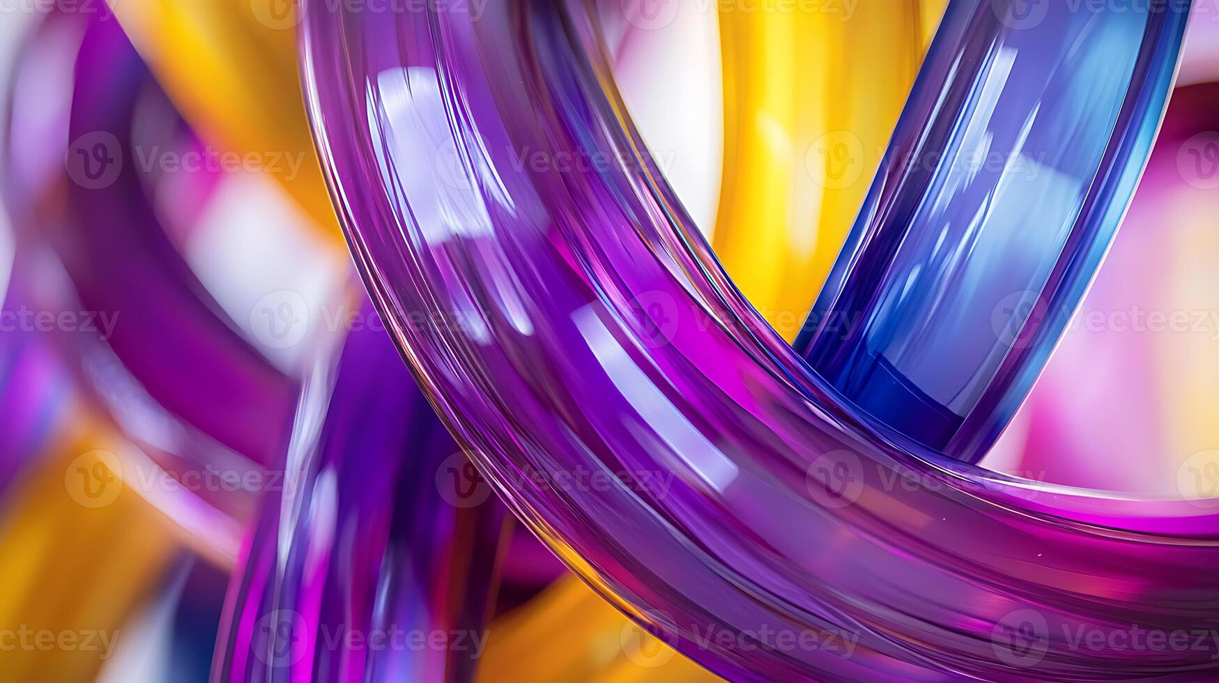 Abstract Vibrant Twisting Colorful Tubes With Reflective Shiny Surfaces photo