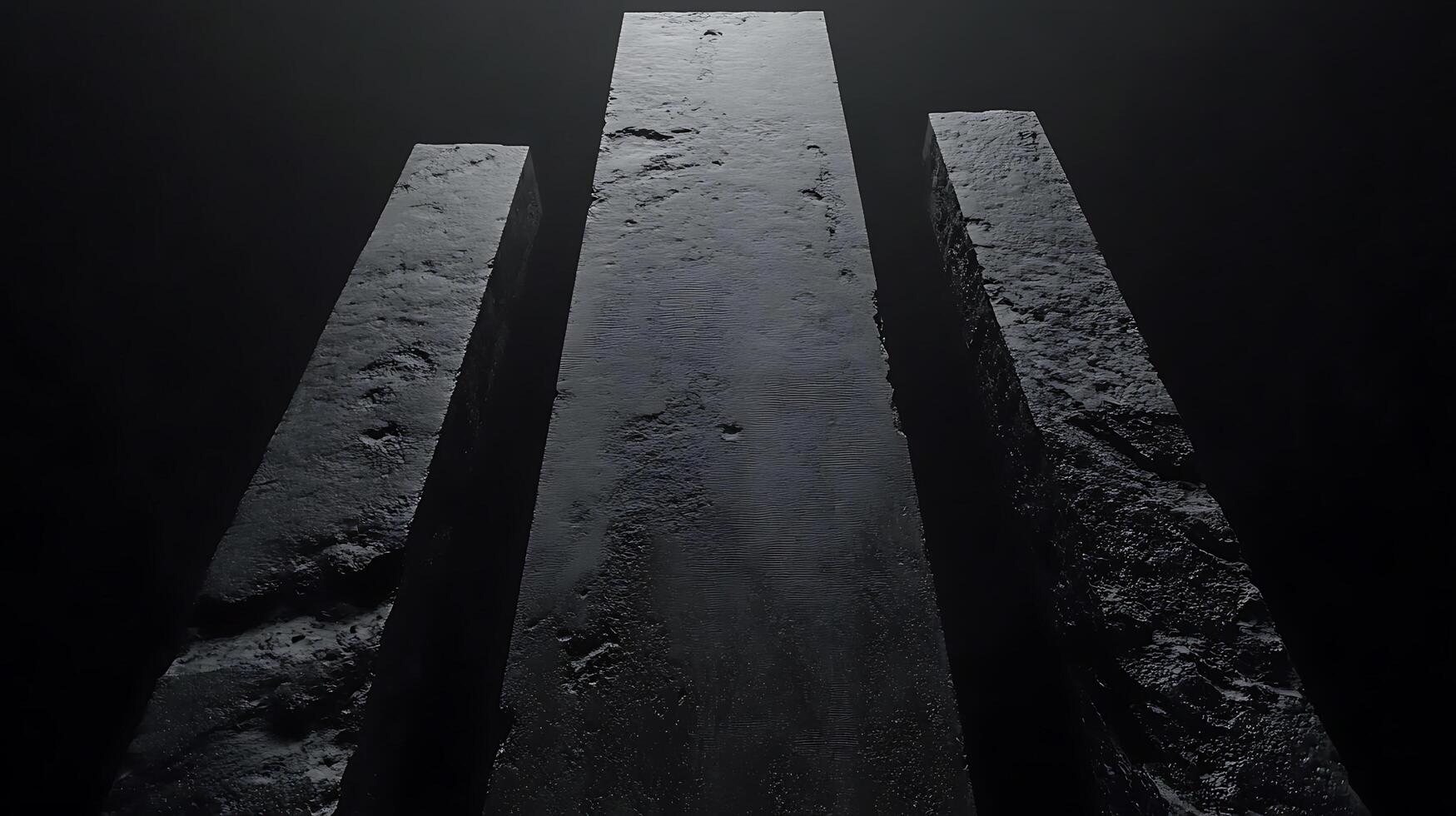 Towering Monolithic Structures in Dramatic Low Light Setting photo