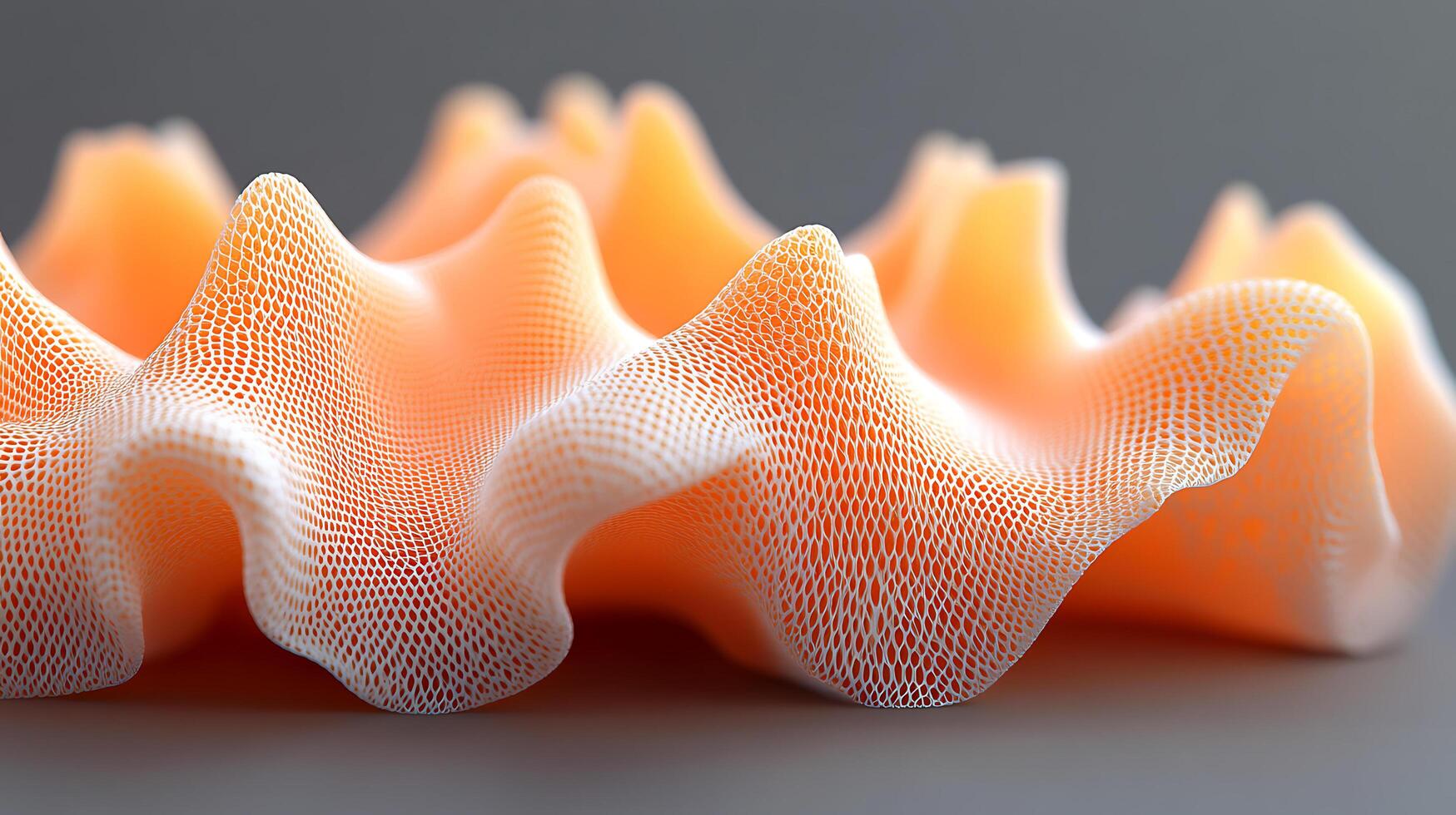 Abstract 3D Mesh Fabric Texture in Soft Orange Tones photo