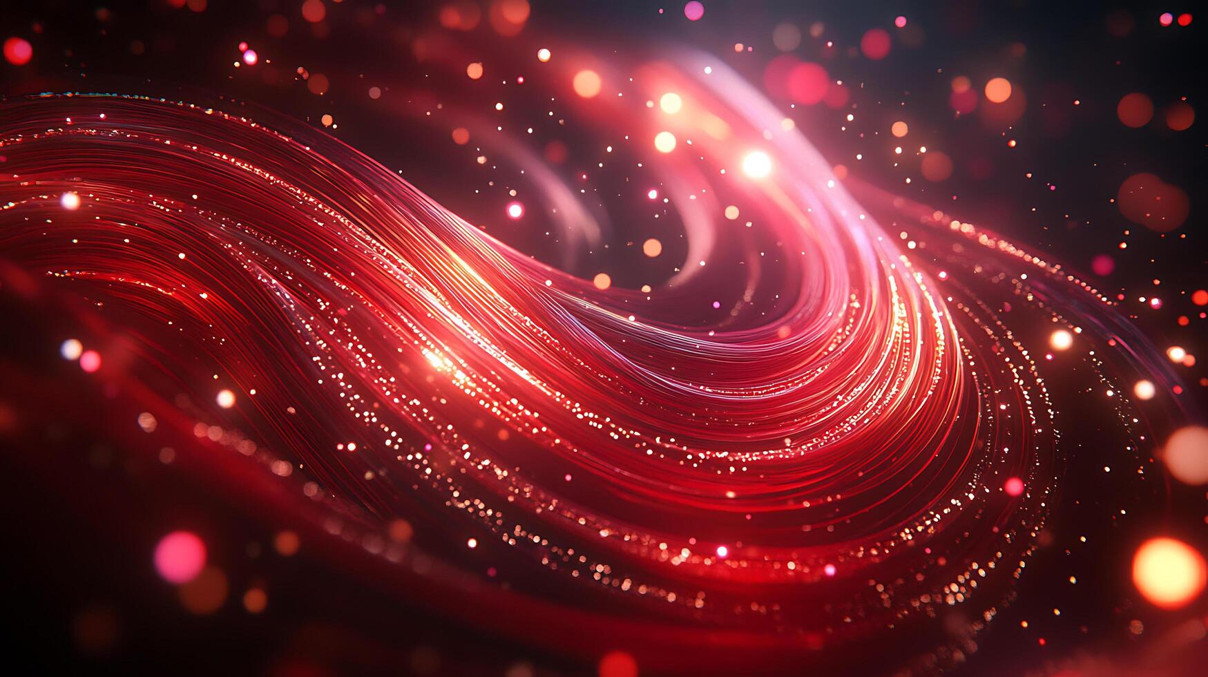 Flowing Red Abstract Background with Twinkling Lights and Ethereal Energy photo