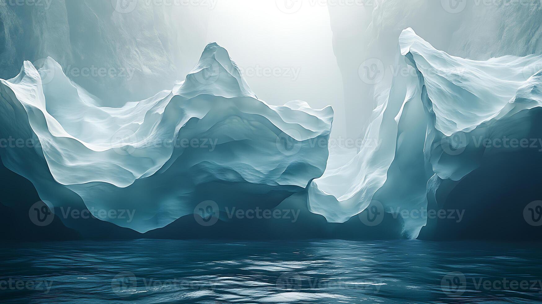Majestic Icebergs Forming Sculptural Shapes in a Serene Arctic Seascape photo
