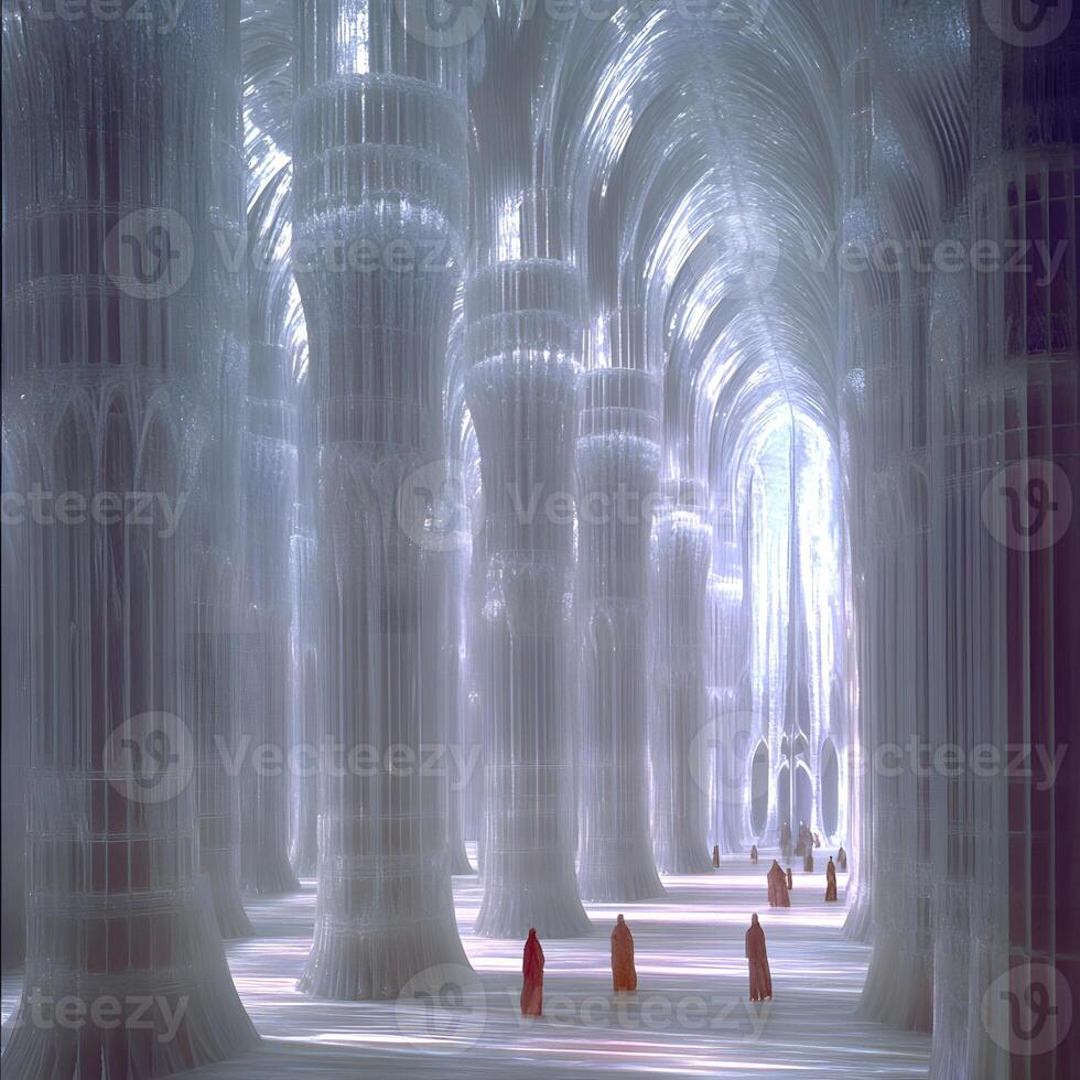 Stunning Ethereal Cathedral with Tall Columns and Mystical Atmosphere photo