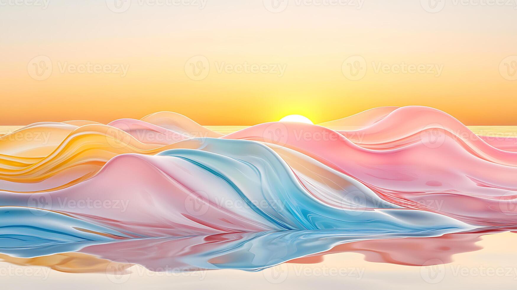 Colorful Abstract Waves With Soft Light and Sunset Background photo