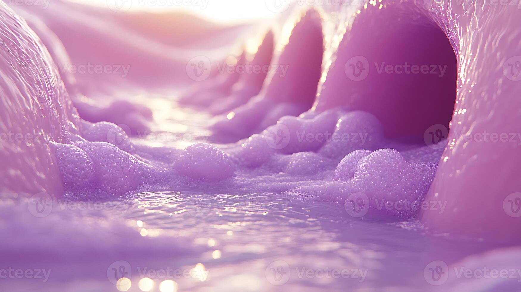 Vivid Neon Purple Stream With Foamy Flow in a Dreamlike Light photo