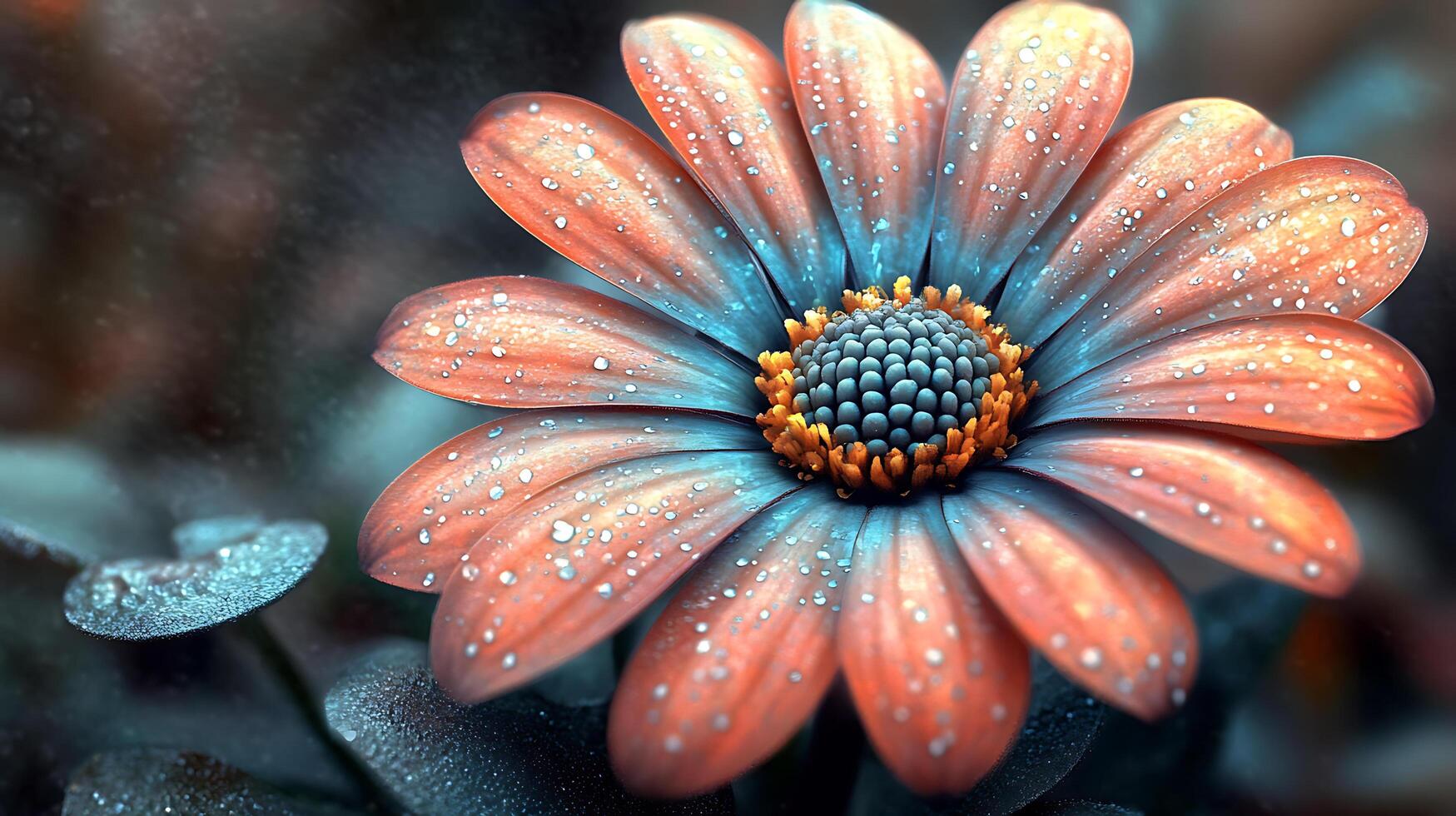 Close-Up of a Dew-Kissed Flower in Gentle Ambient Light photo