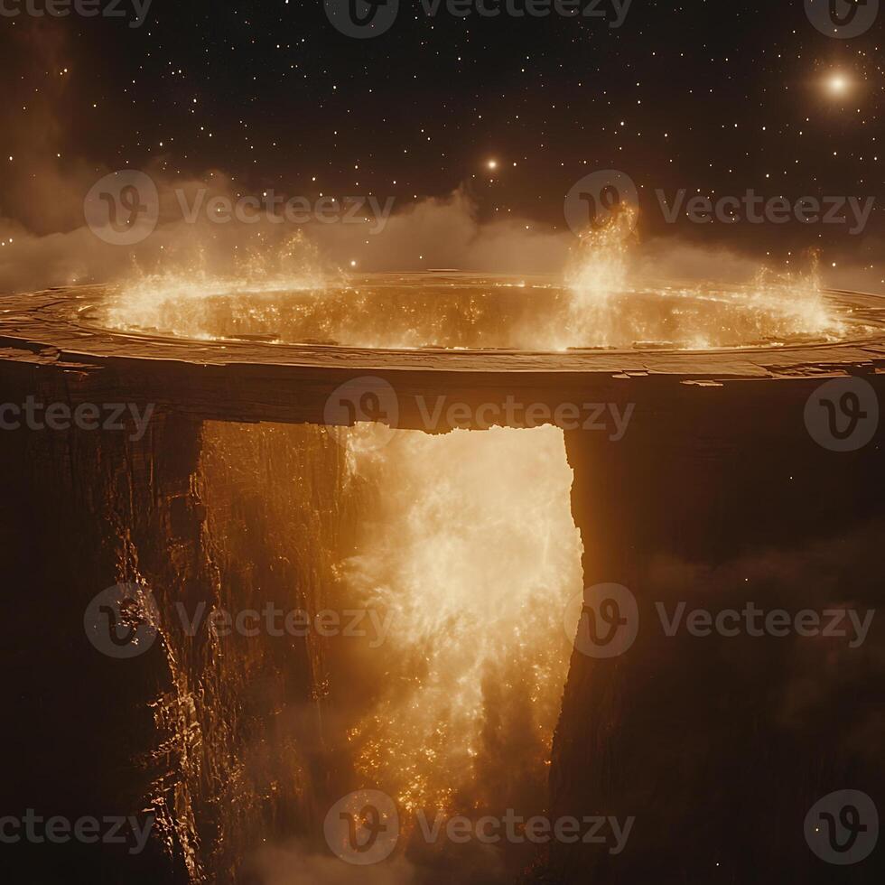 Luminous Infernal Abyss With Volcanic Heat And Cosmic Atmosphere photo