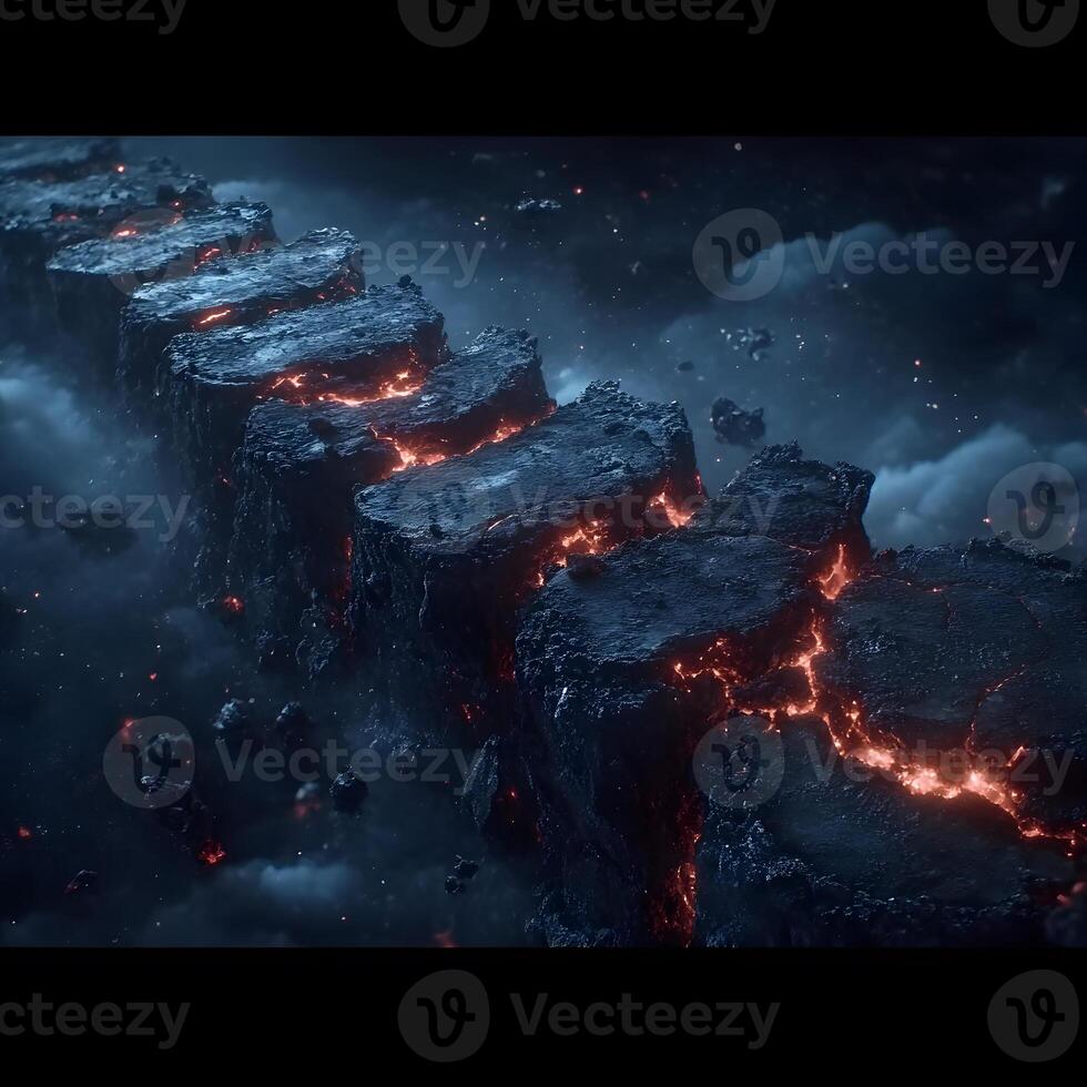 Dynamic Scene of Glowing Tectonic Plates in a Mysterious Atmosphere photo