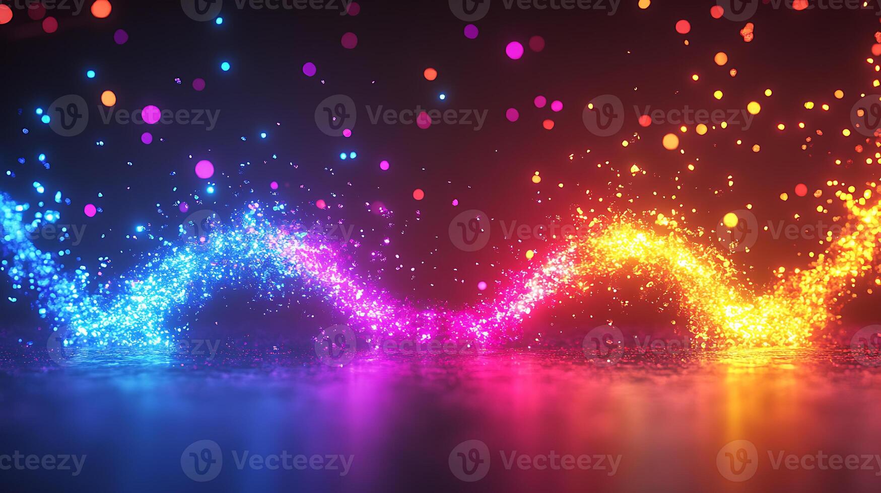 Vibrant Waves of Colorful Sparkling Lights on a Dark Background photo