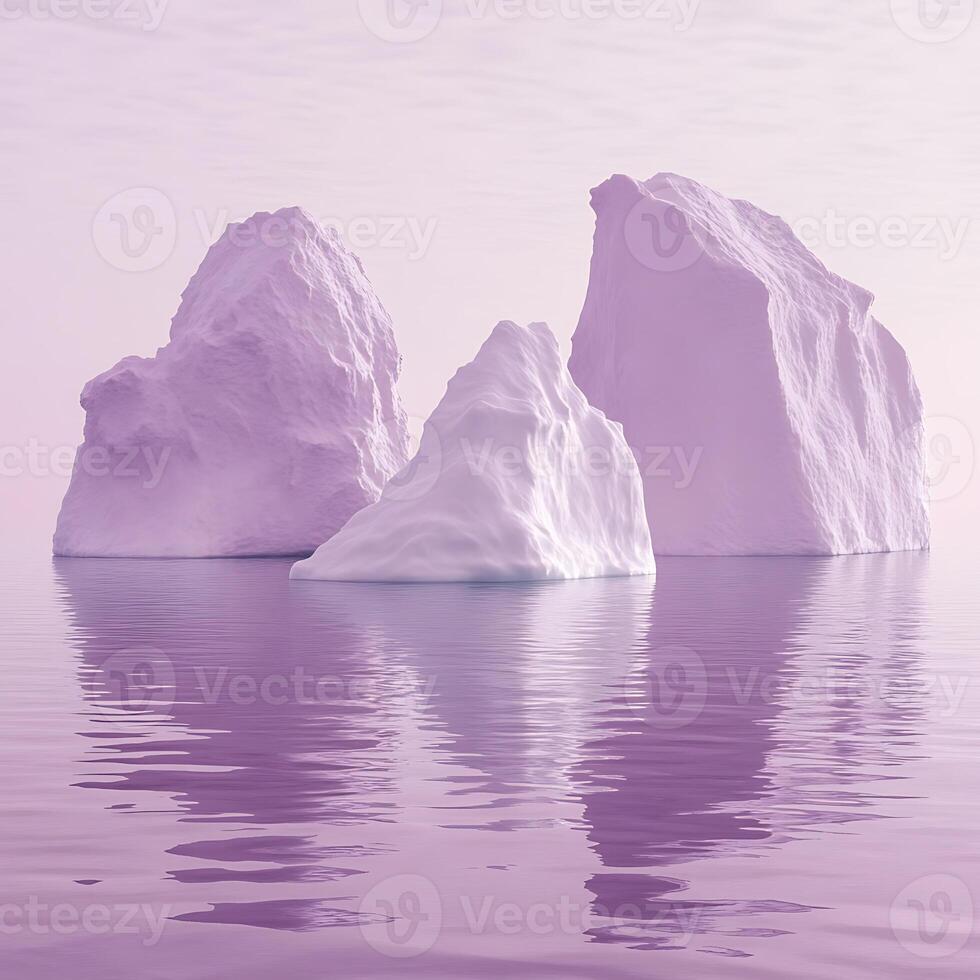 Serene Pink Icebergs Reflecting on Calming Arctic Waters photo