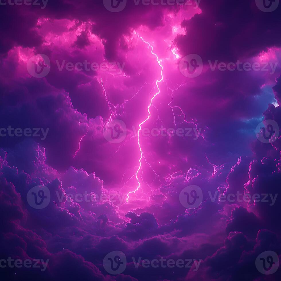Electric Storm with Striking Pink and Purple Thunderbolts photo