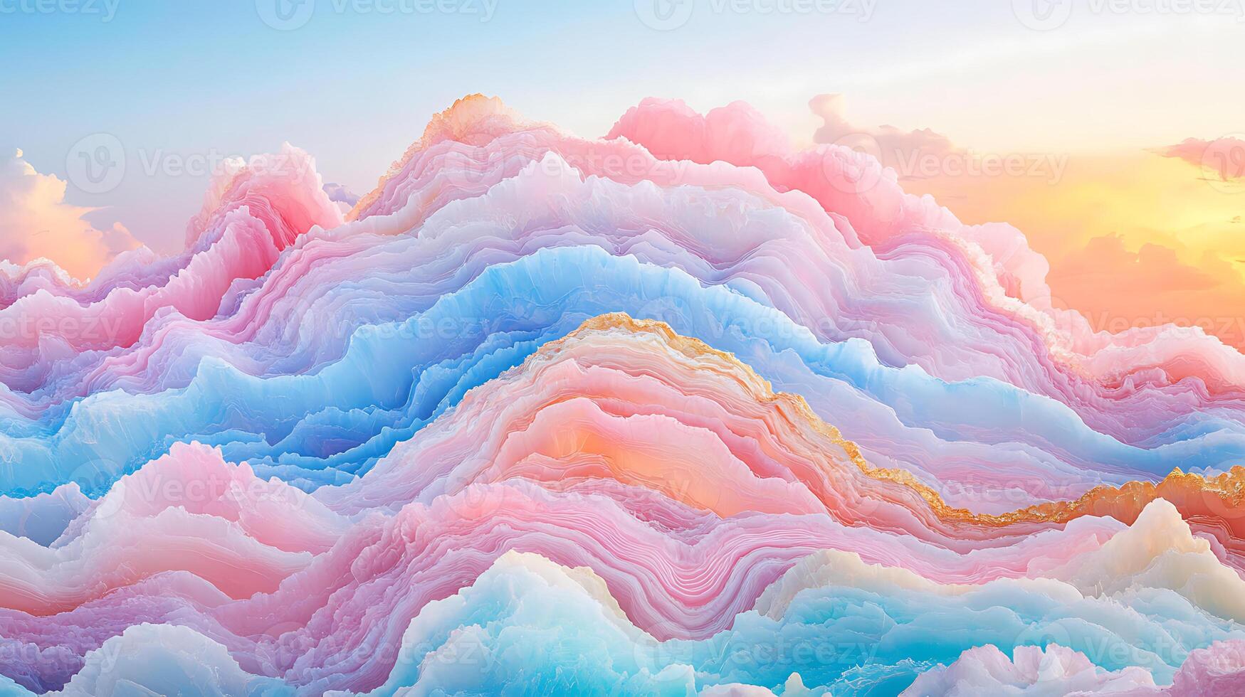 Elegant Multicolor Abstract Layers in Sunset Lighting with Fine Details photo