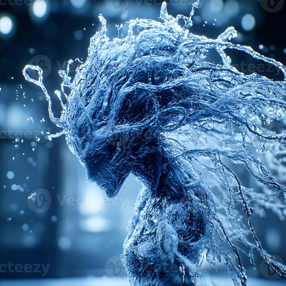 Abstract Water Figure With Dynamic Motion and Light Effects photo