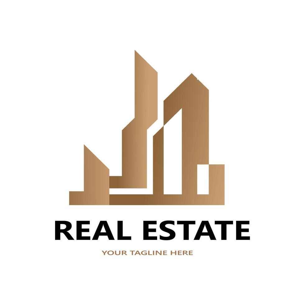 Real Estate Logo Design Gold Architecture and Building Identity vector