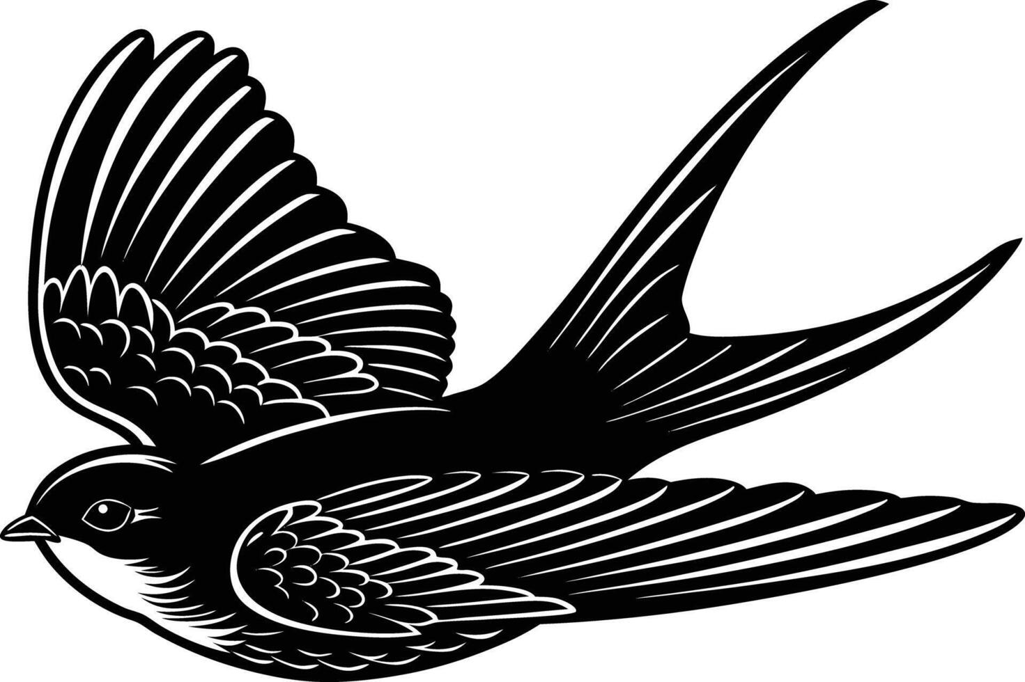 Classic Black Swallow Tattoo Old School Bird Design vector