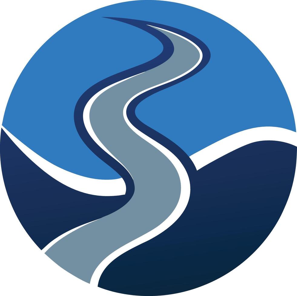 Abstract Oval River Logo Minimalist Fluid Design vector