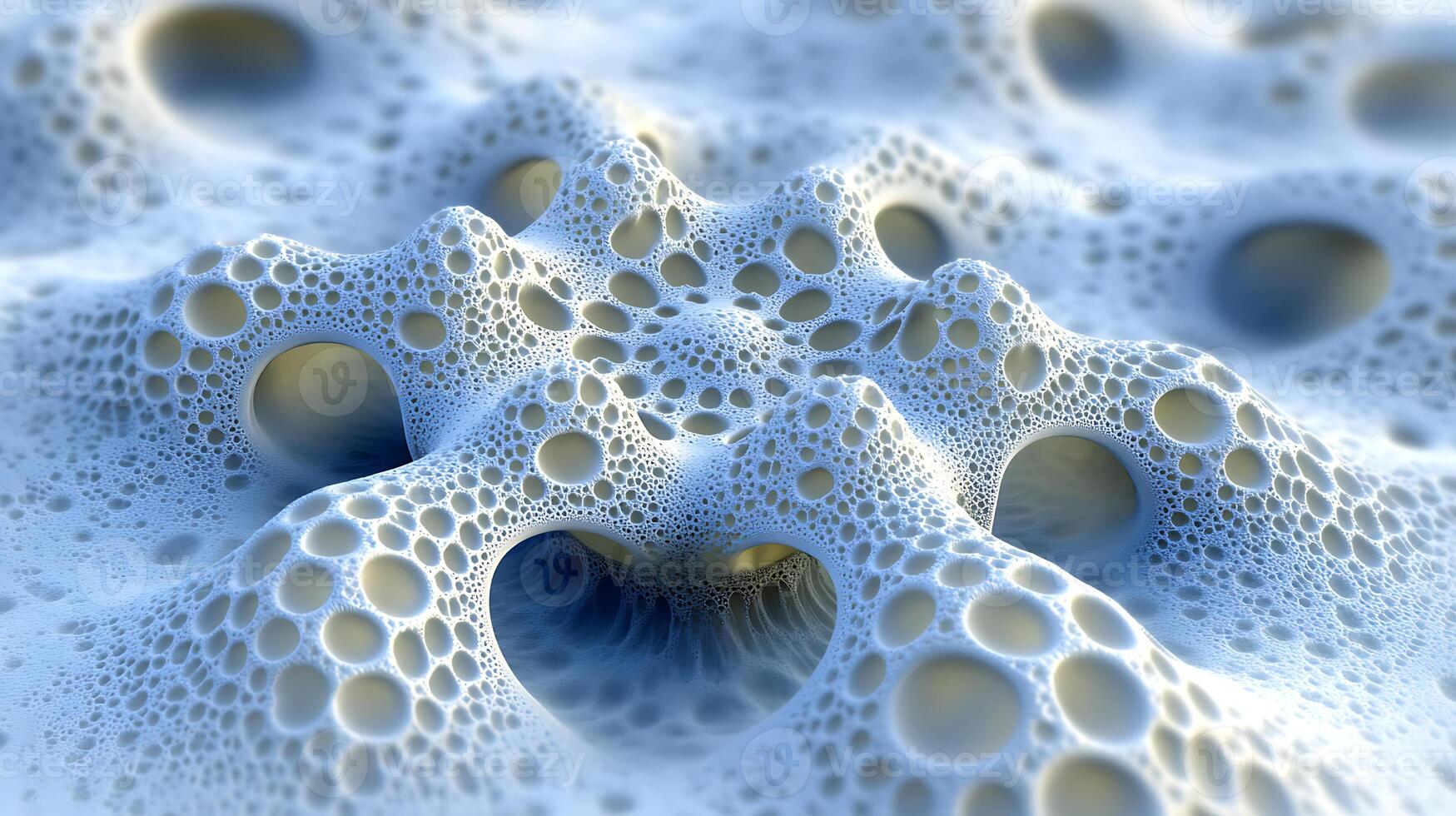 Fractal Coral Structures Forming Abstract Heart-Shaped Designs in Soft Blue Light photo