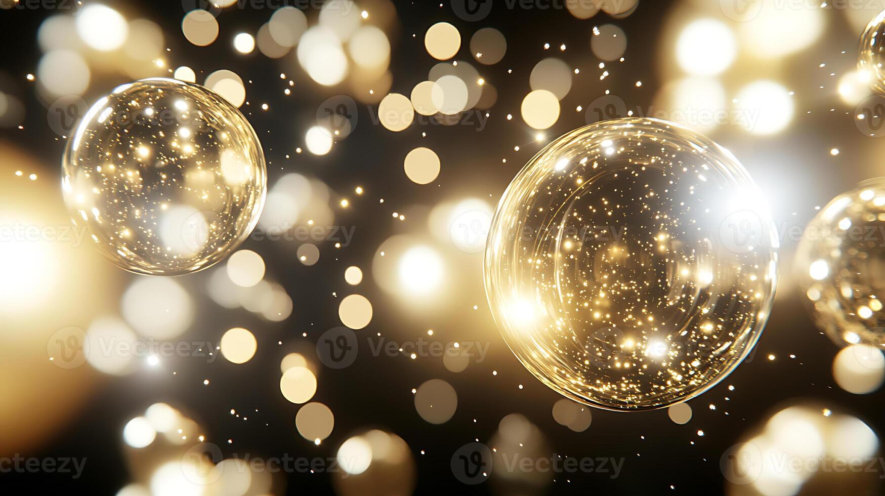 Abstract Image of Glowing Spheres and Glittering Particles photo