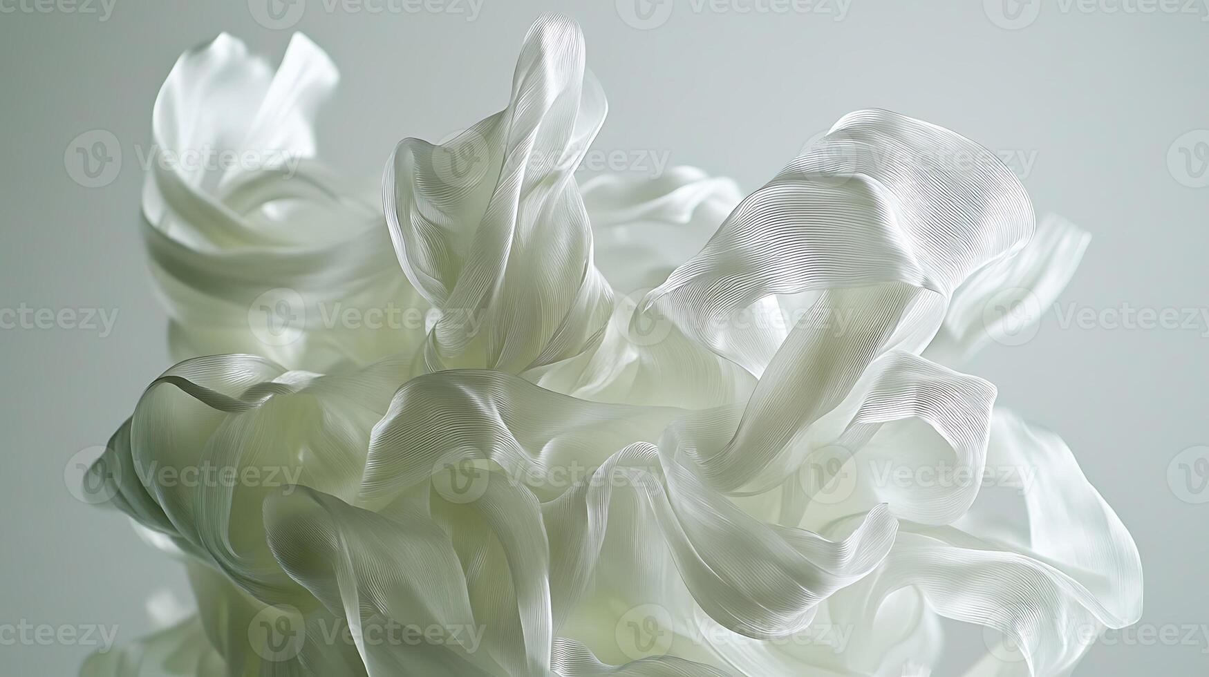Elegant Abstract Form Resembling Floating Lightweight Ribbons in Soft White Tones photo