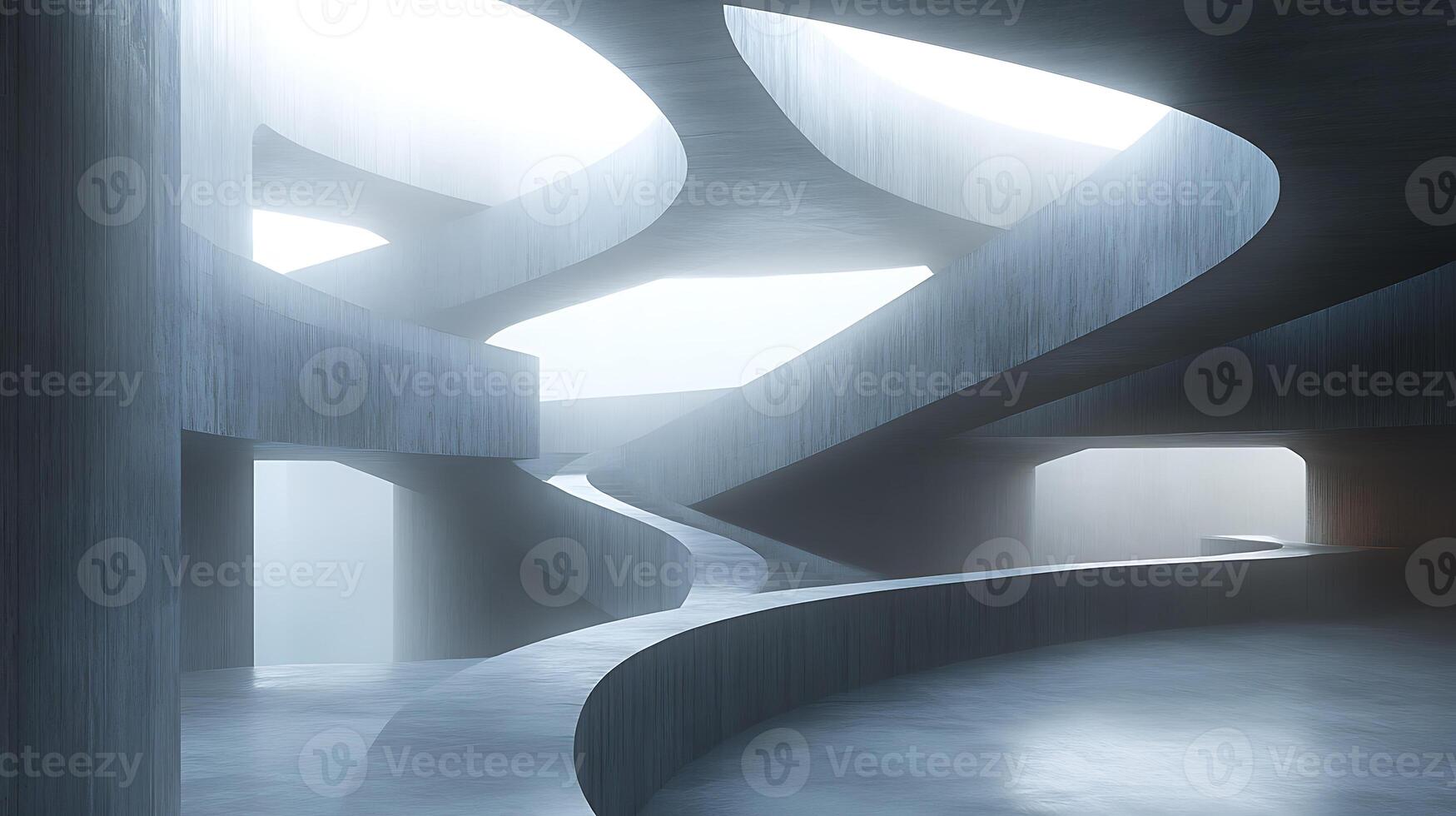 Modern Architectural Design Featuring Minimalistic Spiral Pathways and Natural Light photo